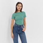 Футболка женская с вырезом лодочка MINAKU SLIM FIT: цвет оливковый, р-р 42 9365194 - фото 17038614