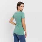 Футболка женская с вырезом лодочка MINAKU SLIM FIT: цвет оливковый, р-р 44 - Фото 3