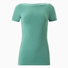Футболка женская с вырезом лодочка MINAKU SLIM FIT: цвет оливковый, р-р 44 - Фото 7