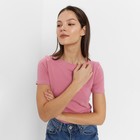 Футболка женская с вырезом лодочка MINAKU SLIM FIT: цвет лиловый, р-р 44 - Фото 5