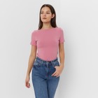 Футболка женская с вырезом лодочка MINAKU SLIM FIT: цвет лиловый, р-р 44 - Фото 6
