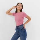 Футболка женская с вырезом лодочка MINAKU SLIM FIT: цвет лиловый, р-р 46 - Фото 4