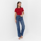 Футболка женская с вырезом лодочка MINAKU SLIM FIT: цвет красный, р-р 44 - Фото 5