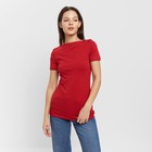 Футболка женская с вырезом лодочка MINAKU SLIM FIT: цвет красный, р-р 48 9365205 - фото 10177356