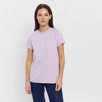 Футболка однотонная женская MINAKU: Basic line, лавандовая, размер 42