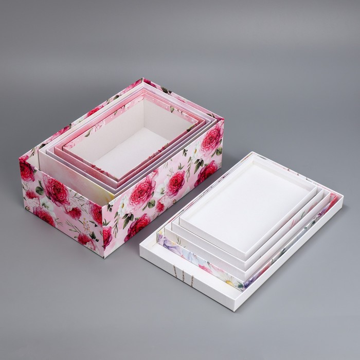 Набор коробок 5 в 1, упаковка подарочная, «Цветы», 22 х 14 х 8.5‒ 32.5 х 20 х 12.5 см - фото 1907604905