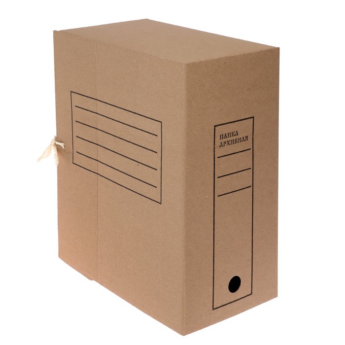 Папка архивная с завязками, микрогофрокартон, 150 мм, бурая, до 1400 л - Фото 1