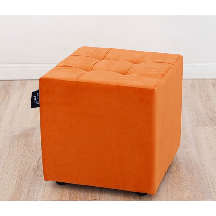 Пуф «Сидней лайт», 400 × 400 × 400 мм, велюр, цвет оранжевый