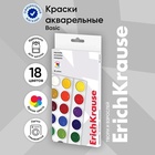 Акварель 18 цветов, ErichKrause Basic, без кисти, эконом, картонная коробка с европодвесом - Фото 1