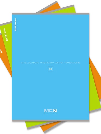 Тетрадь А4, 48 листов в клетку на скобе ErichKrause MC-7, обложка мелованный картон, блок офсет, белизна 100%, МИКС