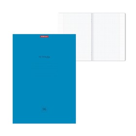 Тетрадь А4, 96 листов в клетку на скобе ErichKrause Neon "Классика", обложка мелованный картон, блок офсет, белизна 100%, голубая