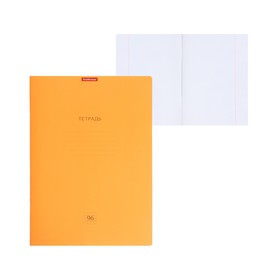 Тетрадь А4, 96 листов в клетку на скобе ErichKrause Neon "Классика", обложка мелованный картон, блок офсет, белизна 100%, оранжевая