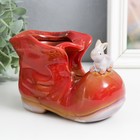 Сувенир керамика "Ботинок с зайчиком" красный 7х13,5х9,5 см - фото 320801457