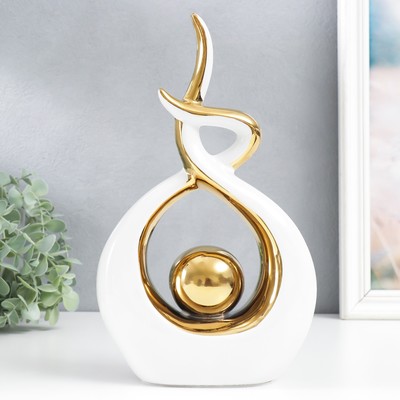 Фигурка керамика «Абстракция бесконечности. Прикосновение. Шар», белый с золотом, 28×6×17 см