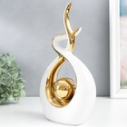 Сувенир керамика "Абстракция. Прикосновение. Шар" белый с золотом 28х6х17 см - фото 24122058