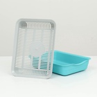 Туалет для кошек, 34.5×25.5×7.5 с, с сеткой, пластик, серый, бирюзовый - Фото 5