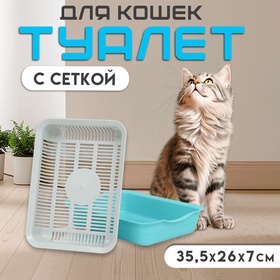 Туалет с сеткой, 35,5х26х7 см, серый/бирюзовый 9426766