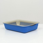 Лоток для кошек, 34.5×25.5×7.5 с, с сеткой, пластик, бежевый, синий - Фото 3