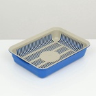 Лоток для кошек, 34.5×25.5×7.5 с, с сеткой, пластик, бежевый, синий - Фото 5