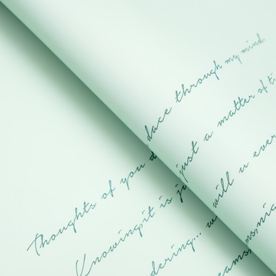 Пленка листах 57x57см, "Мысли о тебе..", зелёный, 65 микрон