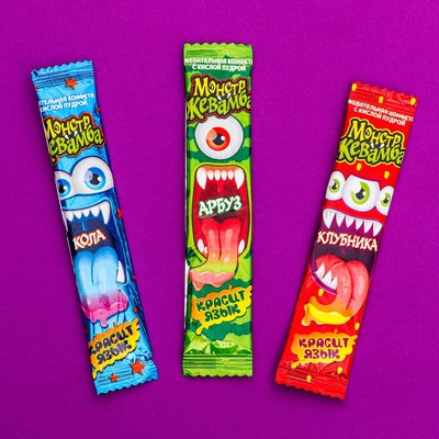 Хеллоуин. Жевательная конфета «Монстр Жевамба» ассорти, 8 г