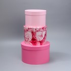 Набор шляпных коробок 3 в 1, упаковка подарочная, «Розовый», 18 х 18 х 13‒25 х 25 х 15 см - фото 24316473