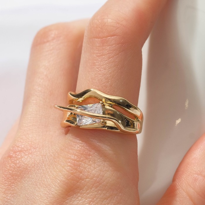 Кольцо «Фантазия» туман, цвет белый в золоте, безразмерное - Фото 1