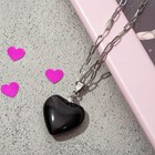 Кулон "Сердце" мармелад, цвет чёрный в серебре, 40 см - фото 783202