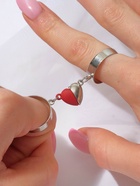 Кольца парные «Сердце», 2 шт. на магните, цвет красно-серебряный, безразмерные - Фото 2