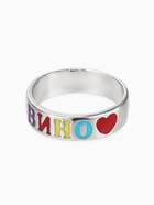 Кольцо с надписью «Вино», цветное в серебре, размер 18 - Фото 3