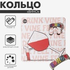 Кольцо с надписью «Вино», цветное в серебре, размер 18 - Фото 5