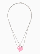 Кулоны парные на цепочке «Неразлучники», лего, ярко-розовые в серебре, 60 см - Фото 2