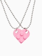 Кулоны парные на цепочке «Неразлучники», лего, ярко-розовые в серебре, 60 см - Фото 1