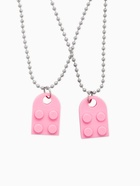 Кулоны парные на цепочке «Неразлучники», лего, ярко-розовые в серебре, 60 см - Фото 5