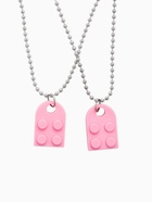 Кулоны парные на цепочке «Неразлучники», лего, ярко-розовые в серебре, 60 см 9347645