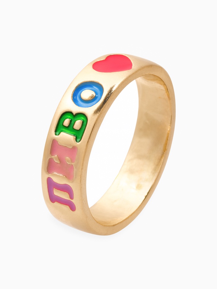 Кольцо с надписью «Пиво», цветное в золоте, размер 17 - Фото 1