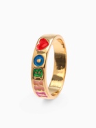 Кольцо с надписью «Пиво», цветное в золоте, размер 17 - Фото 4