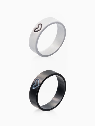 Кольца парные «Сердца инь-ян», 2 шт., размер микс, чёрно-белое