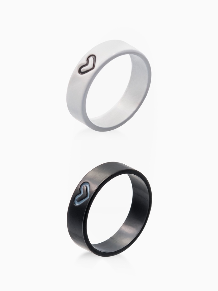 Кольца парные «Сердца инь-ян», 2 шт., размер микс, чёрно-белое - Фото 1