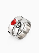 Кольца парные «Сердца», 2 шт. чёрно-красное в серебре, размер 17 - Фото 2