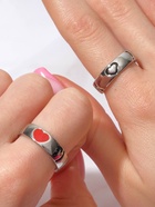 Кольца парные «Сердца», 2 шт. чёрно-красное в серебре, размер 17 - Фото 3