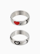 Кольца парные «Сердца», 2 шт. чёрно-красное в серебре, размер 17 - Фото 4