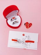 Кольца парные «Сердца», 2 шт. чёрно-красное в серебре, размер 17 - Фото 7