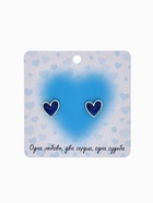 Серьги с эмалью «Сердце» мультик, цвет синий в золоте - Фото 3