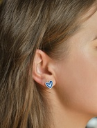 Серьги с эмалью «Сердце» мультик, цвет синий в золоте - Фото 2