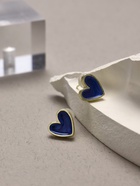 Серьги с эмалью «Сердце» мультик, цвет синий в золоте - Фото 4