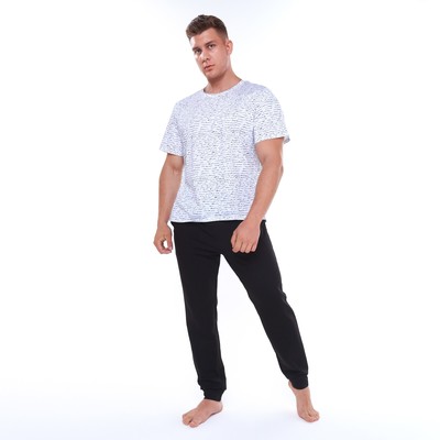 Комплект домашний мужской (футболка/брюки), цвет белый/чёрный, размер 50