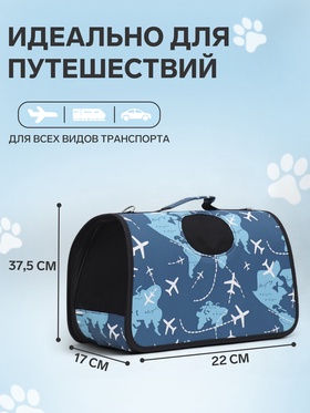 Сумка-переноска каркасная "Самолеты", размер S, 37,5 х 17 х 22 см