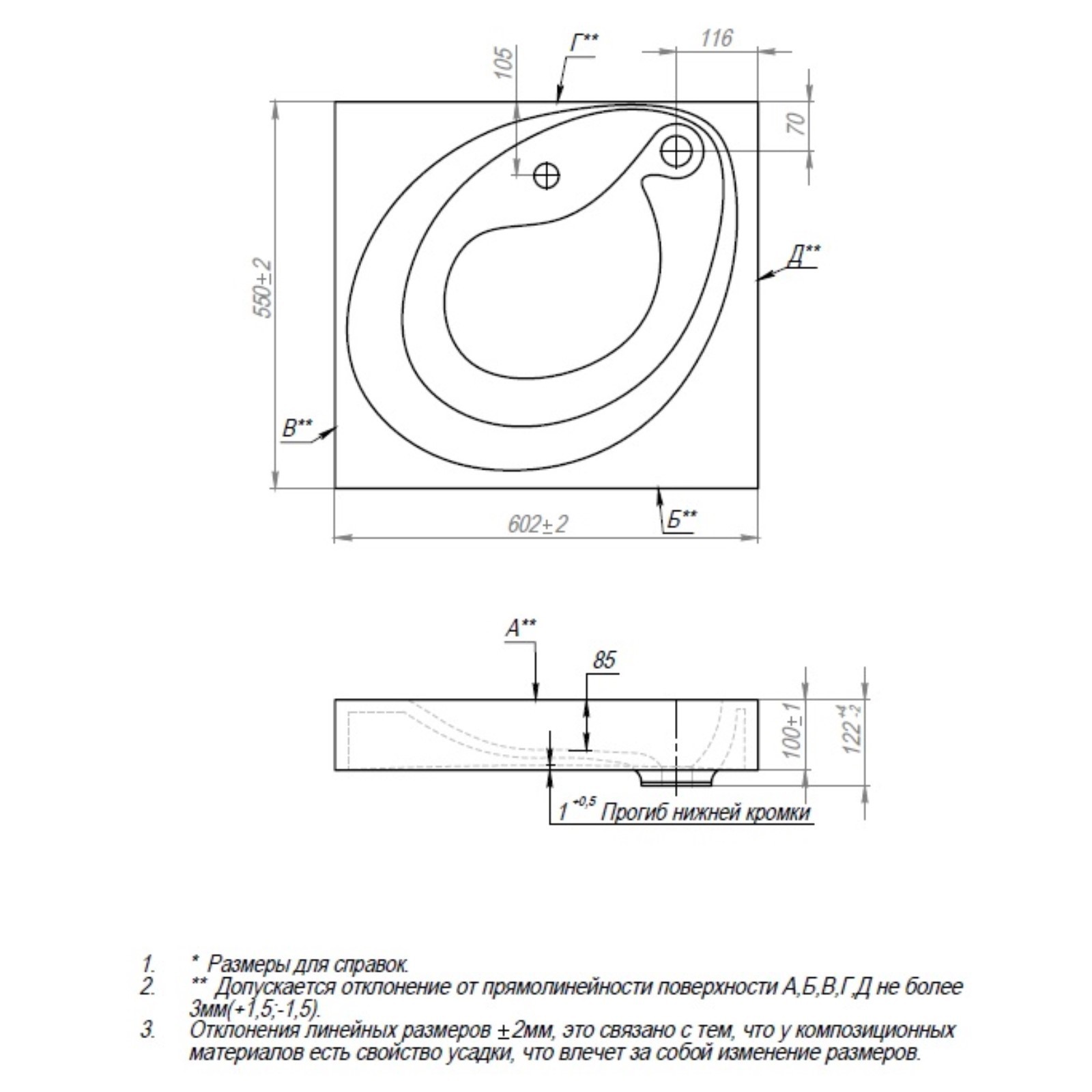 Раковина Andrea Perla, подвесная, для установки над стиральной машиной ...