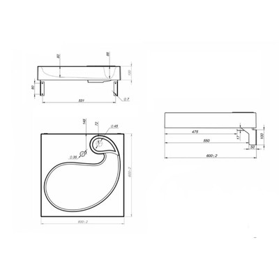 Раковина Uperwood Comforty, над стиральной машиной, 60×60 см